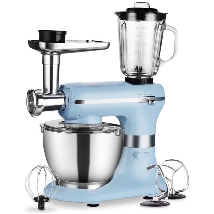 Aifeel Robot de cuisine 3 en 1 avec bol 5,5 l 52 * 23.4 * 54.3 CM Robot de cuisine - 1200 W - Bleu clair.