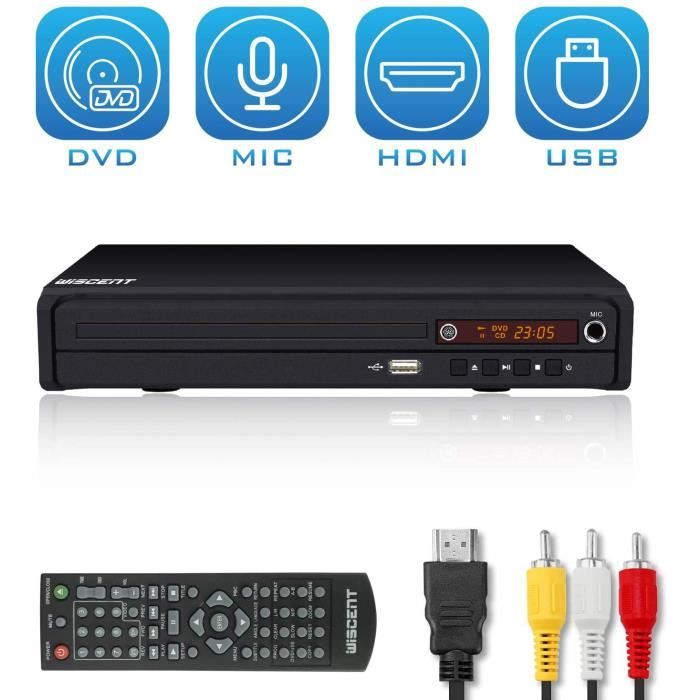 Lecteurs DVD portables Lecteur DVD pour TV, DVD - CD - MP3 avec Prise USB, Sortie HDMI et AV (câble HDMI et AV Inclus), 5846