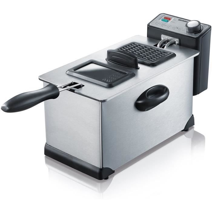 FRITEUSE ELECTRIQUE SEVERIN Friteuse, Capacité 3 L, Pour 400 g de Friture, 2.000 W, FR 2431, Inox-Noir3