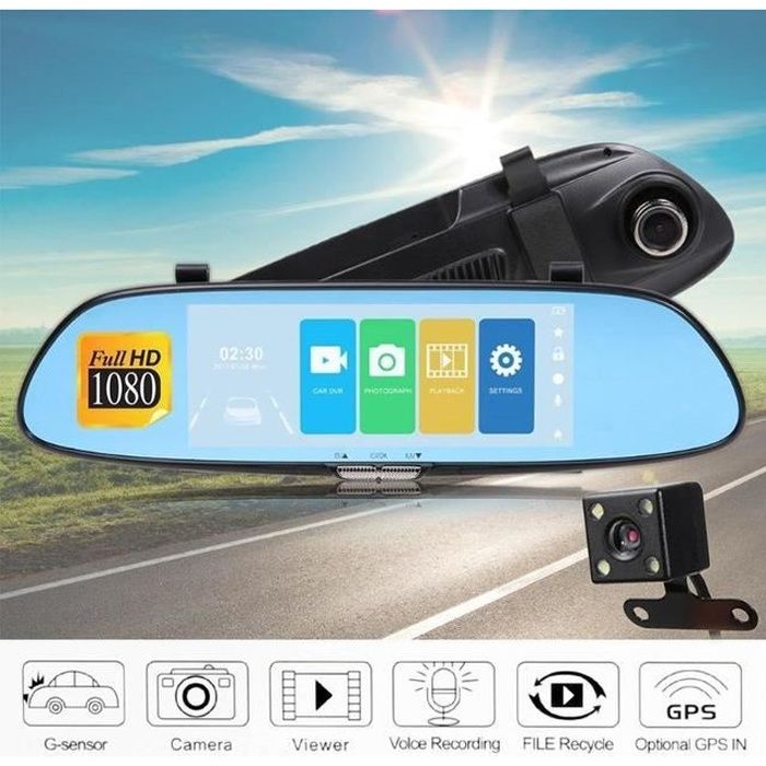7 pouces Voiture DVR Double Objectif Voiture Caméra DVR Vue Arrière Caméra Miroir Écran Tactile Dash Cam Nuit Vision DashCam Enregis