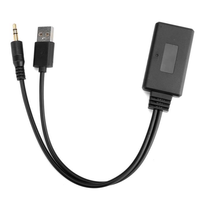 Gorgeri Adaptateur AUX-IN 12 broches avec prise USB 3,5 mm compatible avec Bluetooth Convient pour E90 E91 E92 E93 (Noir)