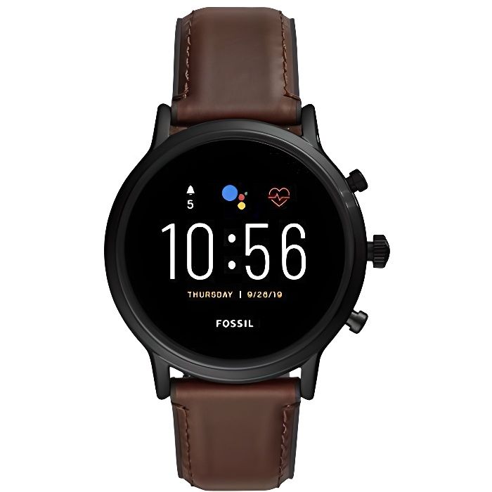 Fossil Montre Intelligente Homme Écran Tactile Digital avec Bracelet en Cuir FTW4026
