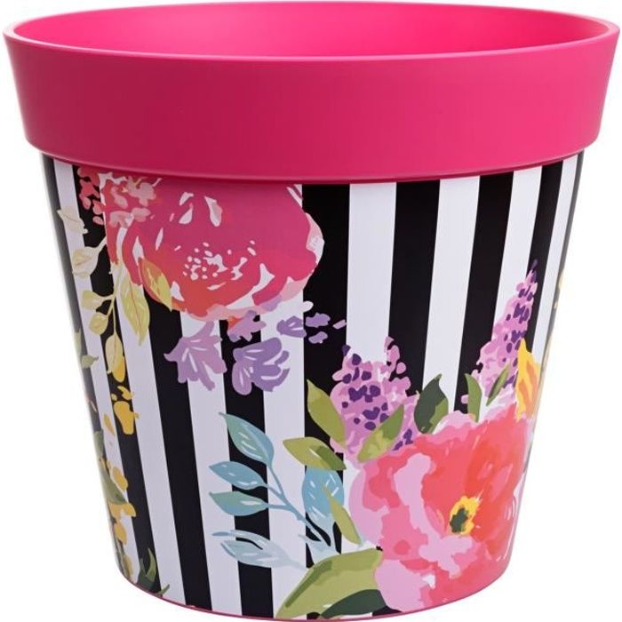 Hum Flowerpots Grand Pot De Fleurs Colorés D'intérieur/Extérieur Rayures Roses