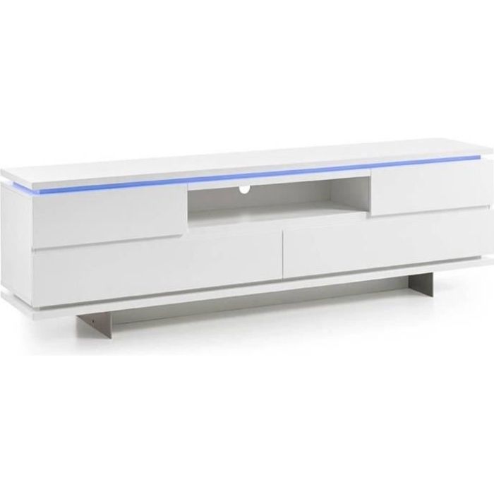 Meuble TV BALE laqué blanc mat 4 tiroirs 1 niche LED inclus blanc MDF Inside75