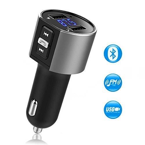 Transmetteur FM Bluetooth - Adaptateur radio transmetteur sans-fil de voiture - Assume les fonctions de Lecteur MP3 et kit mains lib