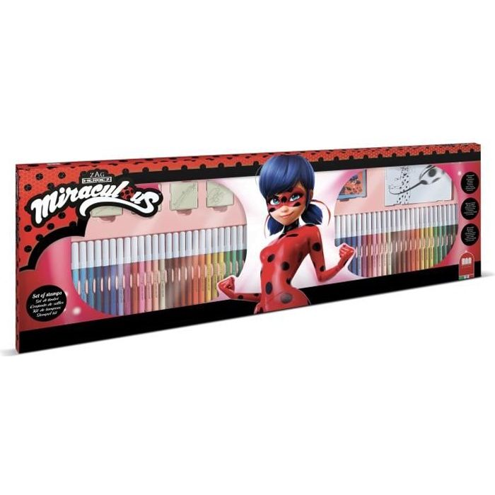 MULTIPRINT Coffret Miraculous - 4 tampons et 60 feutres Giotto