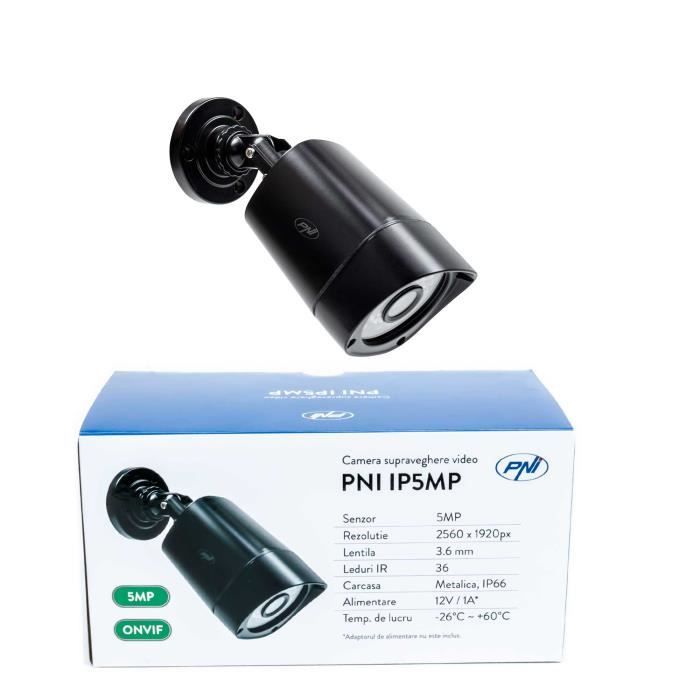 Caméra de vidéosurveillance PNI IP5MP avec IP, 5MP, H.265, ONVIF, IP66 extérieur