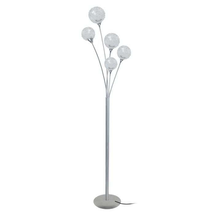 TOSEL Lampadaire 5 lumière - luminaire intérieur - verre transparent - Style design - H160cm L40cm P40cm