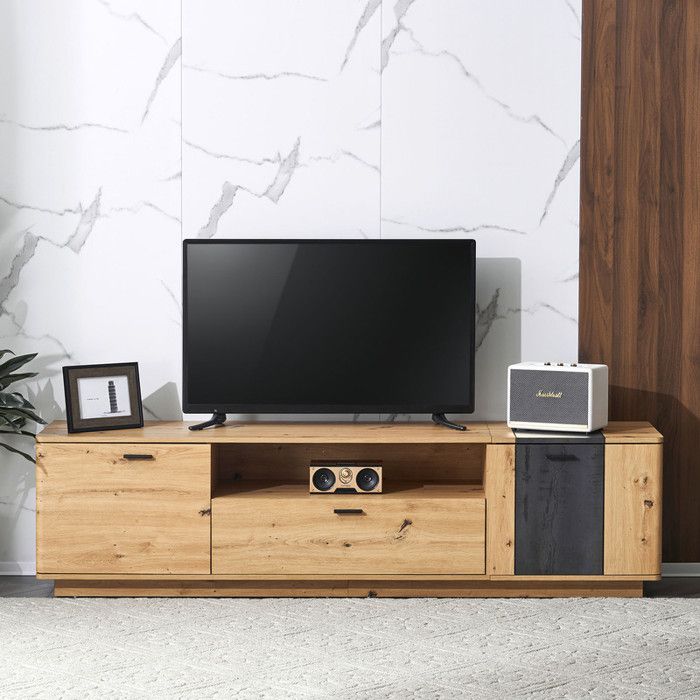 Armoire TV Avec Éclairage LED – Meuble Bas 180x40x58 Cm, Prise CA + USB, Tiroirs, Vintage Marron 📺💡