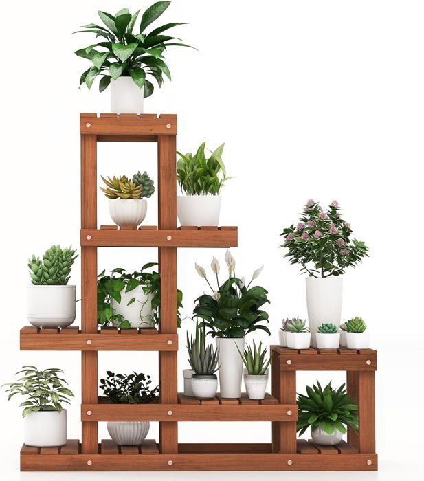 Support Pour Plantes GOPLUS 7 Niveaux - Étagère En Métal En Demi-Lune | Pour Balcon, Intérieur Ou Terrasse