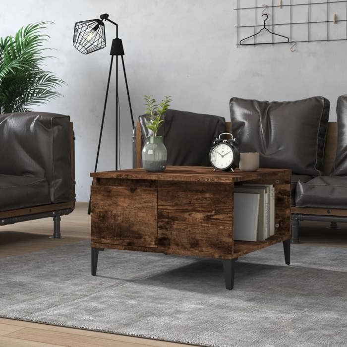 NEW Table basse bar contemporaine chêne fumé 55x55x36,5 cm bois d ...