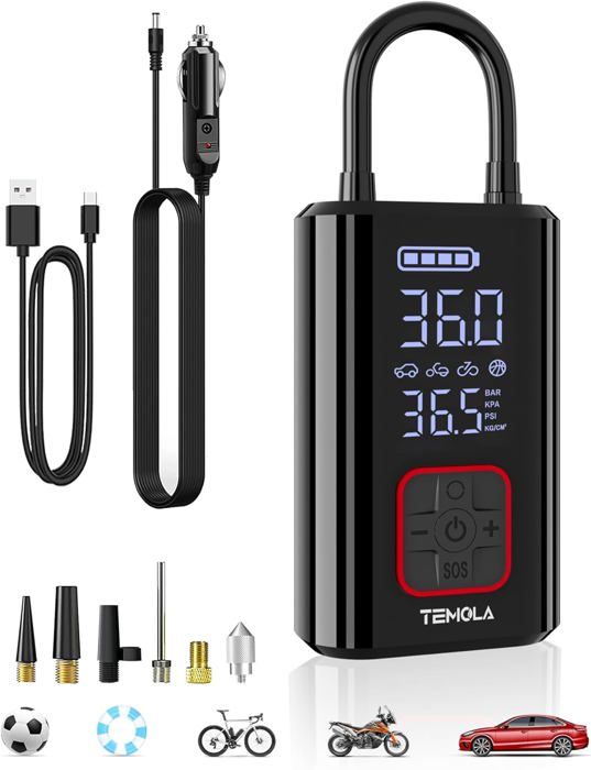 Gonfleur Pneus Sans Fil 150PSI - Compresseur Air Portable 12V Avec Écran LCD Et LED Pour Voiture, Vélo, Moto