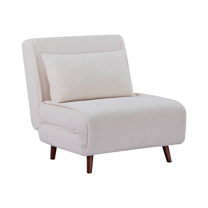 Chauffeuse convertible bouclette piétement bois 1 place Guest