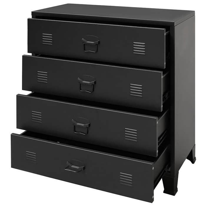 Promotion mai * Armoire à tiroirs - Commode - à tiroirs Métal Style Industriel 78x40x93 cm Noir EU6922245963