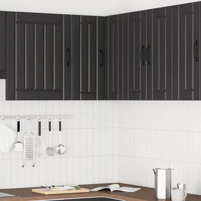 STAR - Meuble mural dangle de cuisine/Armoire haute Lucca - noir - bois dingénierie LL338