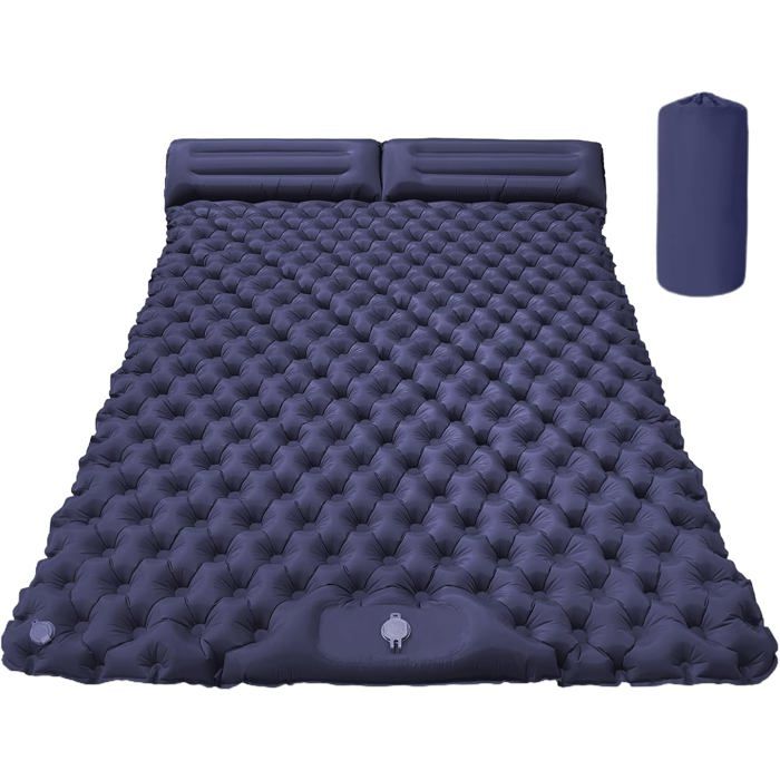 Matelas de sol pour le camping lit pneumatique pour le camping avec oreiller équipement de randonnée portable Bleu