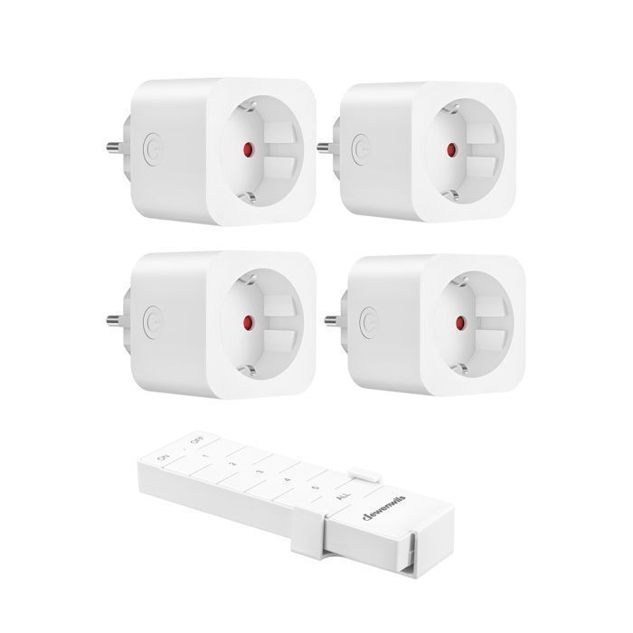 DEWENWILS Lot de 4 prises télécommandées et 1 télécommande 16A/3680W Prise EU Type E/F Prise connectée