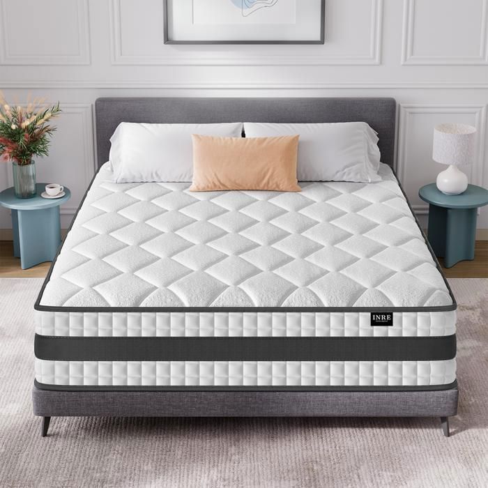 Zinus Matelas Hybride 140x190 Cm - 25 Cm D’Épaisseur - Ressorts Ensachés + Mémoire De Forme - Confort Moyen-Ferme