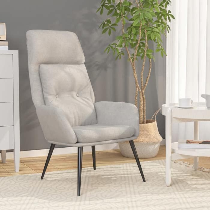 Printemps/été 2025 Chaise de relaxation SOLOMON confortable Gris clair Similicuir daim - 70x77x94 cm LV2905