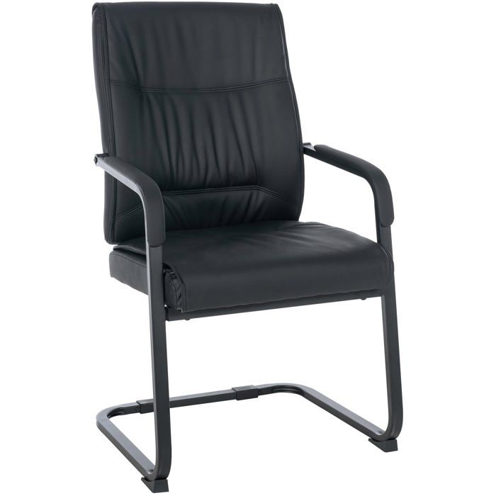 Fauteuil de bureau sans roulettes chaise visiteur sans roulettes jusqu a 260kg en PVC noir metal noir 10_0006948 Fauteuil de bureau sans roulettes chaise visiteur sans roulettes jusqu a 260kg en PVC noir metal noir 10_0006948
