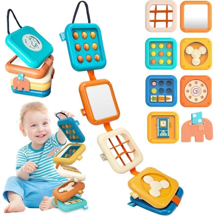 Cube dactivités Montessori 8 en 1 pour enfants de 1 à 3 ans (garçons et filles) avec modules sensoriels idéal pour les