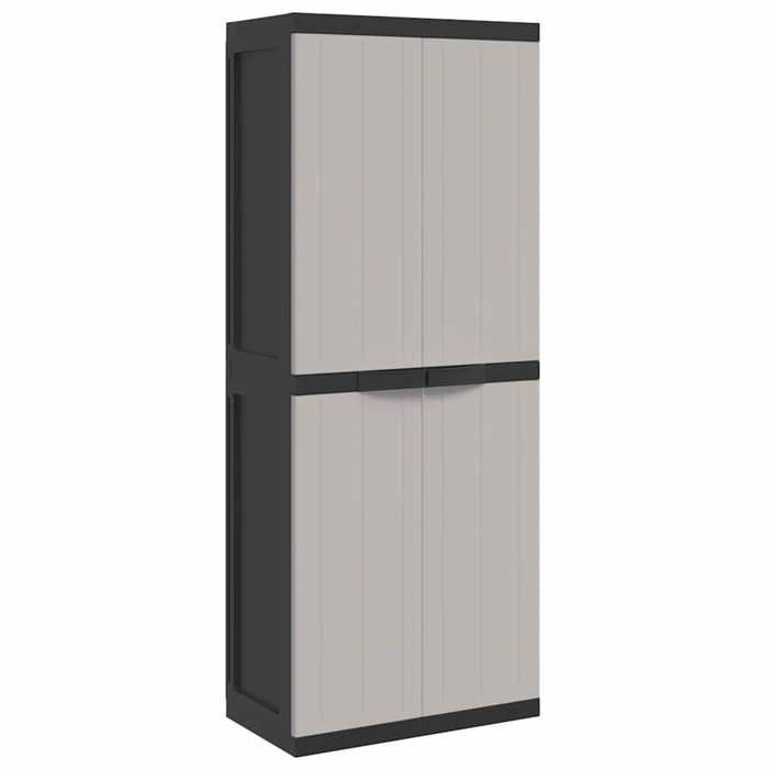 Gris Armoire de rangement CLARENCE Buffet/Armoire latérale dextérieur gris et noir 65x37x165 cm PP LV2378