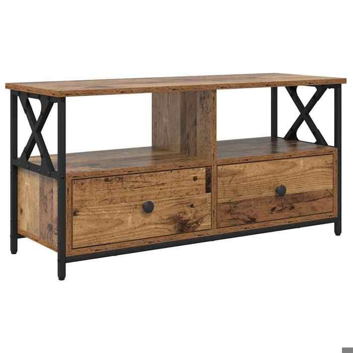 Black FridayMeuble TV - Cabinet TV - Armoire salon - avec tiroir - Bois Ancien 90x33x45cm EU01_871242