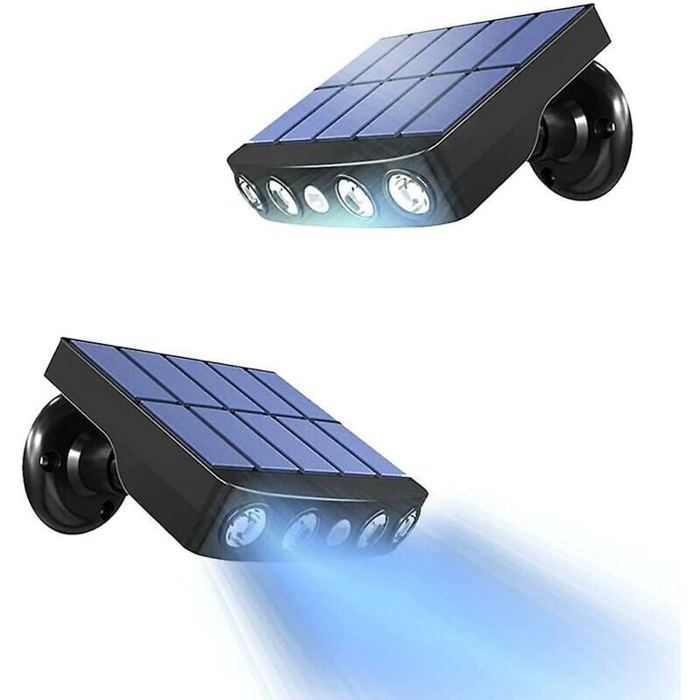 Lampe Solaire Exterieur [2 pièces] Lampe Solaire Exterieur Detecteur de Mouvement 360° Spot Solaire Exterieur [1200mAh] étanche Lan