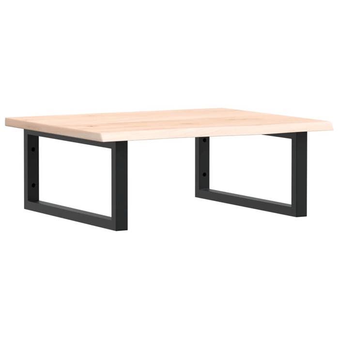 Étagère murale pour vasque - GKO - Bois de chêne massif - Acier - 60x50x2 cm - Capacité de charge 100 kg - Brun