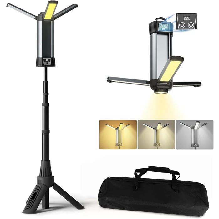 Lampe Camping T-SUN 6000 mAh 3 Températures de Couleur Rechargeable Avec Trépied