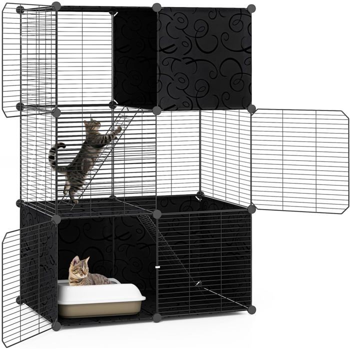 Comparer les prix de GOPLUS Cage pour Chat Interieur Enclos Chat en Fil Métallique Modulable Montage Personnalisé(74x47x110 CM)