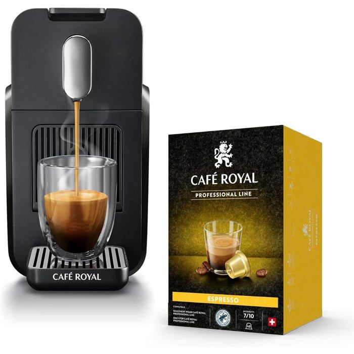 Machine à Café BRAVA - Café Royal Pro - Compatible avec Capsules Machine Pro Uniquement - Bureau & Entreprise - 48 Capsules Offertes