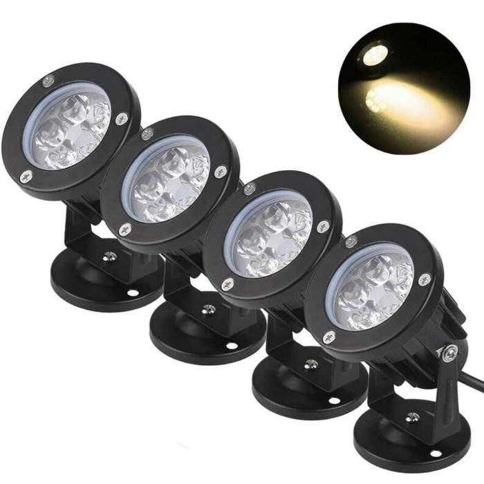 Lampe dextérieur pour pelouse étanche à leau pour arbre de jardin et paysage-75mm 5W 3000K 4pcs Lampe dextérieur pour pelouse étanche à leau pour arbre de jardin et paysage-75mm 5W 3000K 4pcs