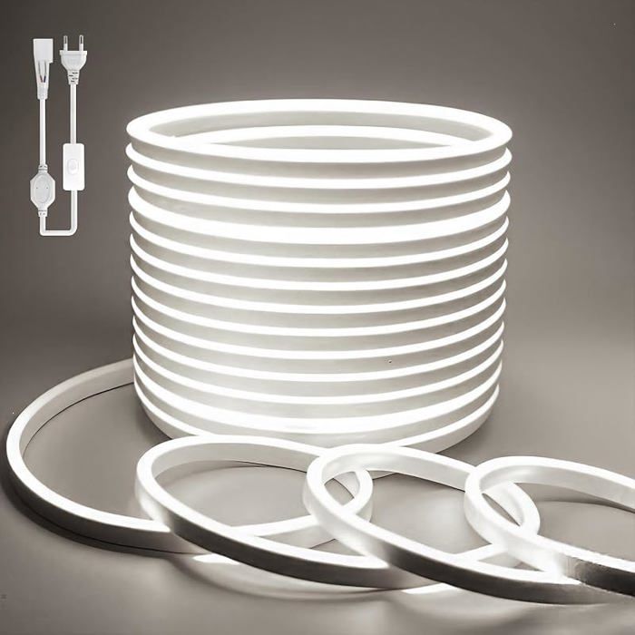 Ruban LED Exterieur Etanche 2M Blanc de Bandeau LED 220V Néon Bande Eclairage Lumineuse IP65 de Flexible Imperméable 2M Blanc