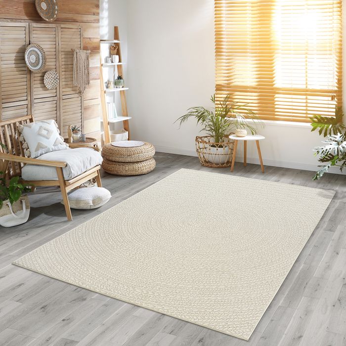 the carpet Kansas Tapis intérieur doux aspect jute salon/chambre facile à nettoyer extérieur Crème 240 x 340 cm (5004)