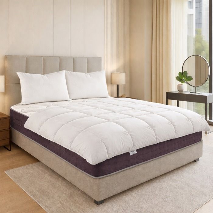 Matelas 160x200 cm Sérénité Ressorts Ensachés Mousse Haute Densité ergonomique Soutien très ferme + 2 Oreillers + Couette