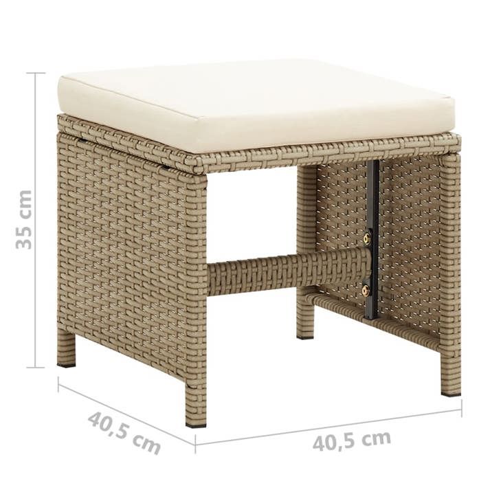 Mode Tabourets de jardin CHEZ YIYI Set de 4 Fauteuil de relaxation élégant Avec Coussins Résine tressée Beige 40 5x40 5x7092