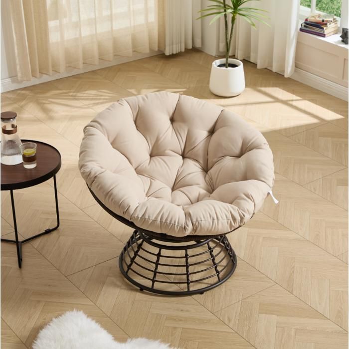 Coussin De Chaise Papasan Coussin De Siège pour Papasan Chaise Pivotante à 360° en Rotin avec Coussin Doux et Épais Beige
