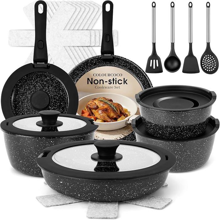 Batterie De Cuisine 25 Pièces Poêle Induction Antiadhésive Casserole 25 pièces Yl Set de YL SET DE CASSEROLES BATTERIE DE CUISINE