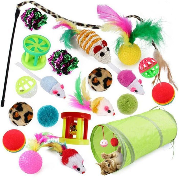 Ensemble de 21 jouets pour chat mignon (couleur aléatoire)