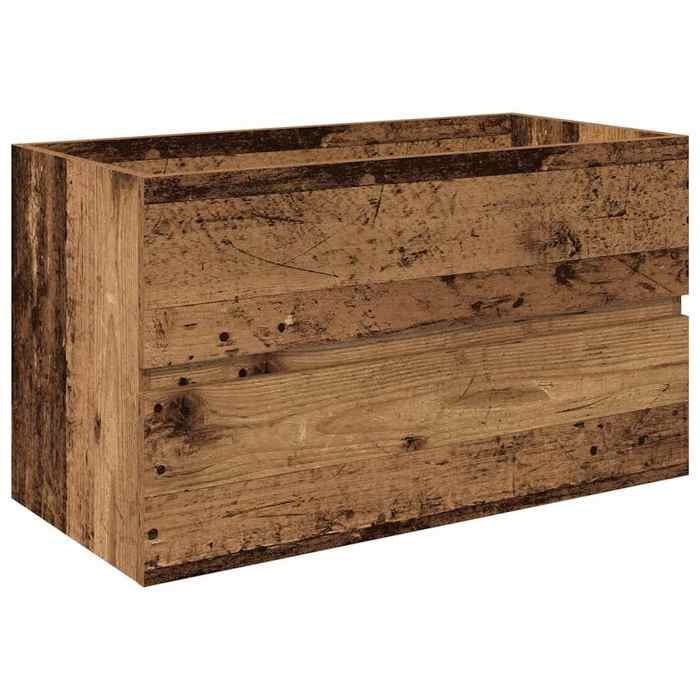 Meuble-lavabo avec bassin et robinet intégrés élégant - vidaXL - bois dingénierie - vieux bois - 80 x 385 x 45 cm nif67i787