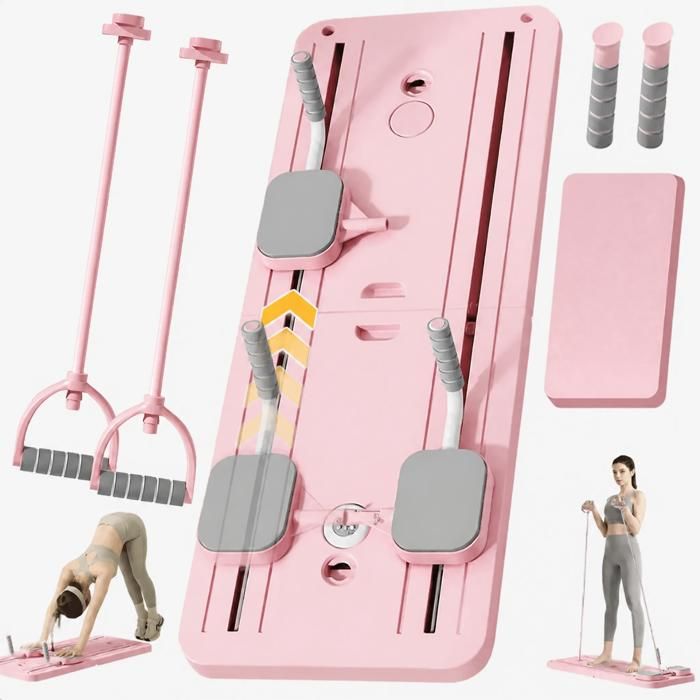 Planche Abdominale Multifonction - Machine de Gainage et Pilates pour Renforcement Musculaire - Fitness Core Training - Rose