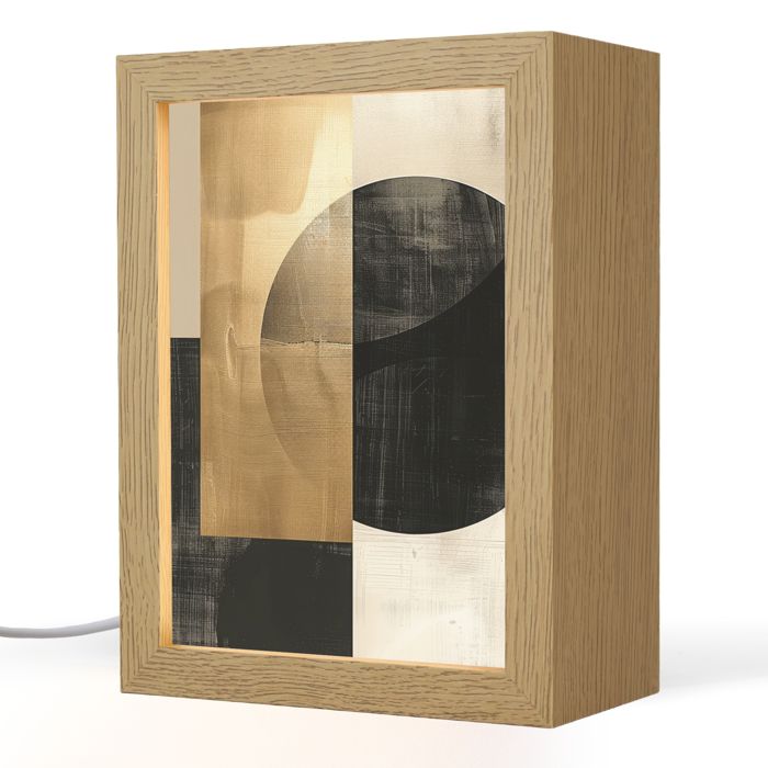Lampe de Table LED - Lampe de Chevet - Motif Abstrait - Moderne - Noir - Or 15x20 cm Couleur Beige - OnlyWow