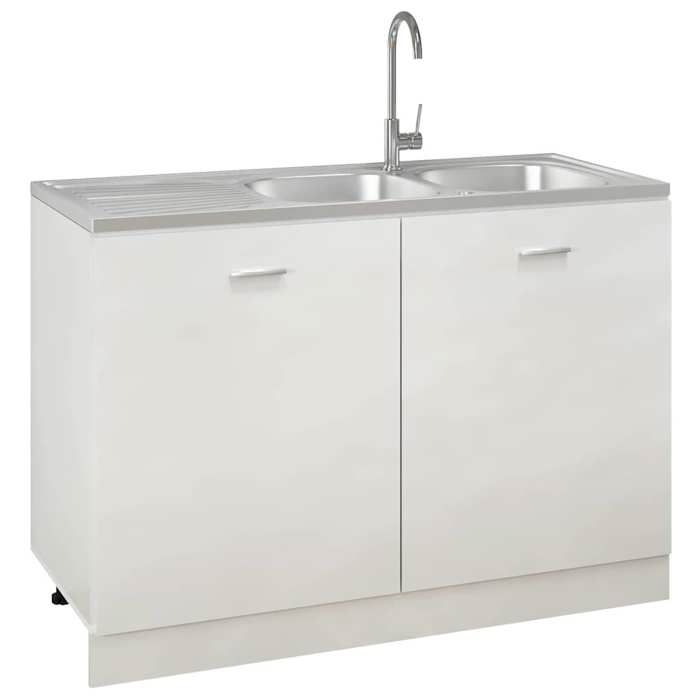 Magnifique Évier de cuisine à double évier argenté 1200x600x155 mm inox - design polyvalent - pour maison - Argent 9.32 kg 2026_9625