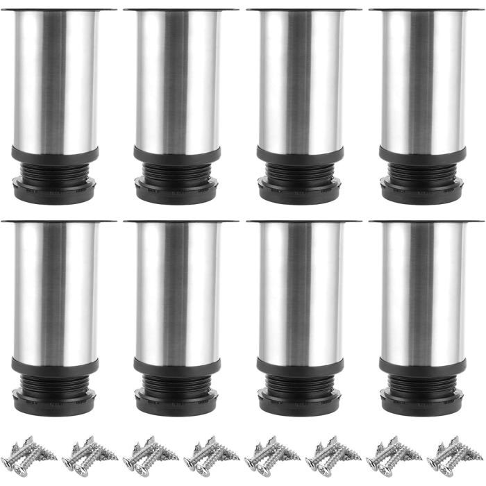 Lot de 8 Pied pour Meuble Reglable 10cm Pieds de Meubles Pied Cuisine Réglables Ø 50