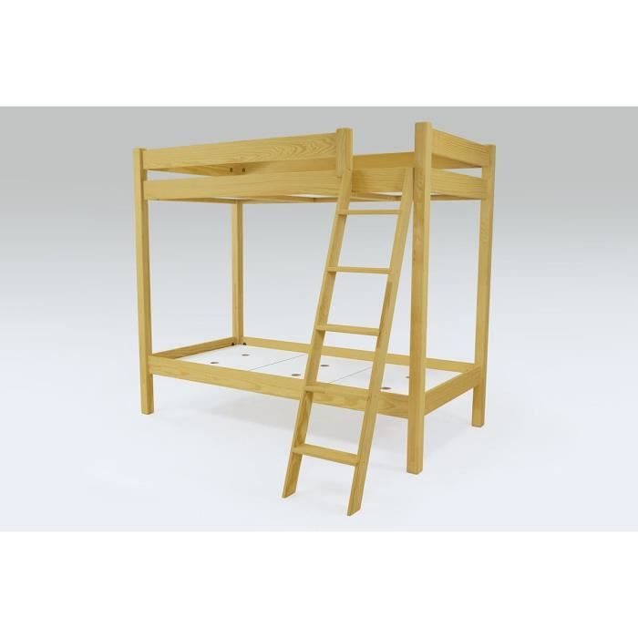 Lit superposé - ABC - Bois massif - 90x190 cm - Miel Lit superposé - ABC - Bois massif - 90x190 cm - Miel