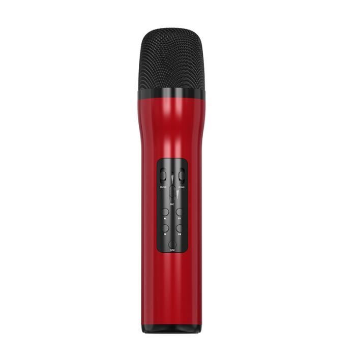 Micro Rouge Micro rouge-Microphone karaoké sans fil avec haut-parleur Bluetooth ...