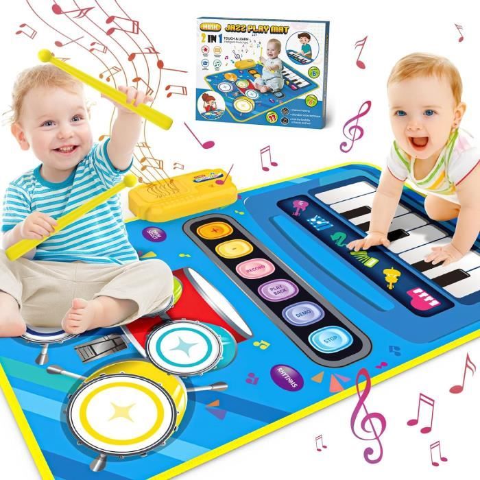 Jouets Musical 2 en 1 Bébé - Tapis de Piano pour Enfants - Jouets Éducatifs Cadeau de Noël et danniversaire pour Enfant 1-4 Ans