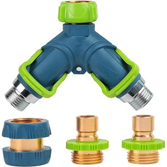 Répartiteur De Tuyau D'arrosage 2 Voies En Laiton De 1,9 Cm Avec Poignée En Laiton Massif, Adaptateur De Tuyau D'arrosage à 2 Voies, Filetage GHT De 1,9 Cm