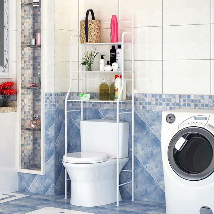 Étagère de rangement pour salle de bain - Shma Colonne wc - 3 Niveaux - Blanc - Style Scandinave - Moderne